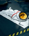 Lower part of a space suit placed on the floor. Photo: Mattia Balsamini