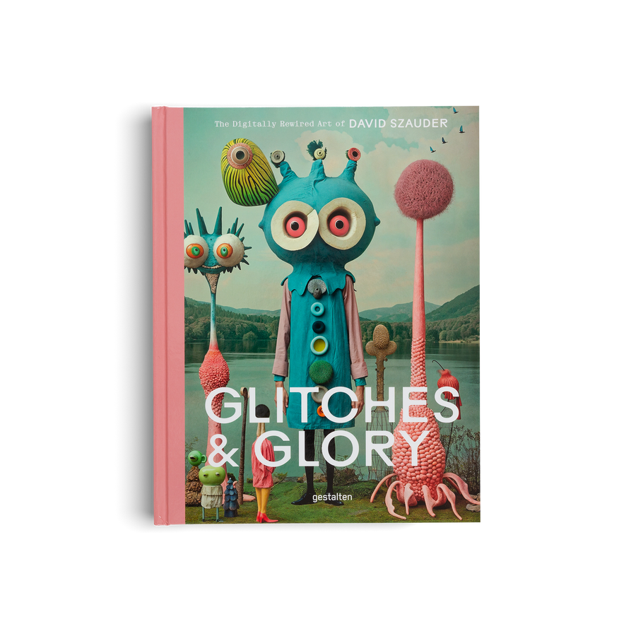 Book titled 'Glitches & Glory' with colorful illustrations on the cover