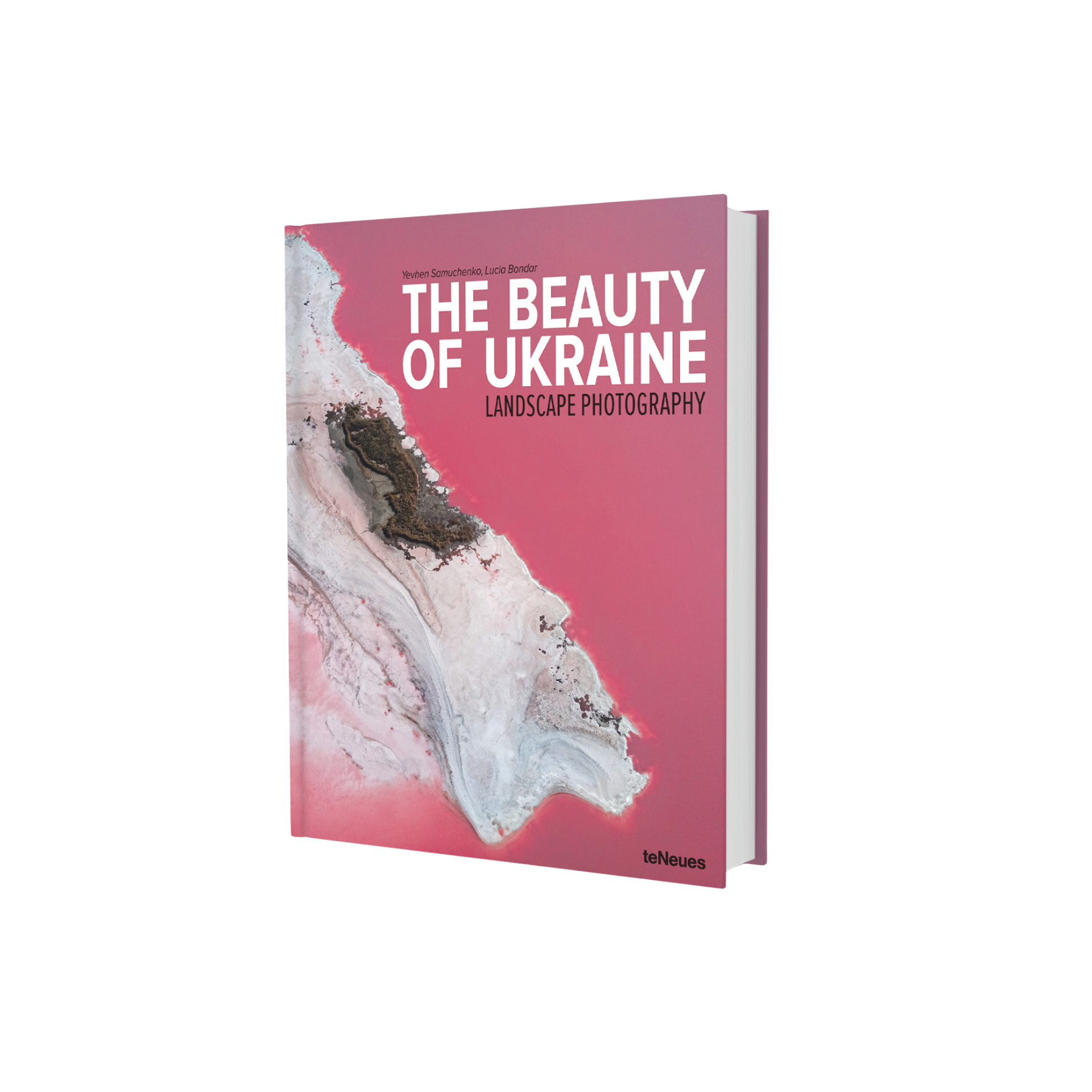 Book titled 'The Beauty of Ukraine' with a pink cover featuring landscape photography.
