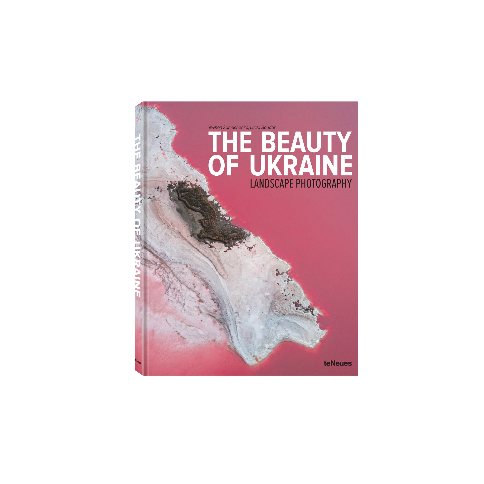 Book titled 'The Beauty of Ukraine: Landscape Photography' on a white background