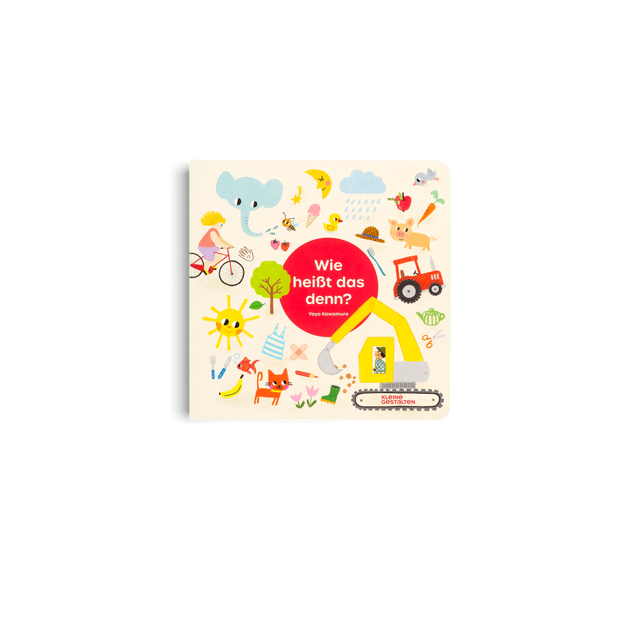 Children's book cover with colorful illustrations and text on a white background