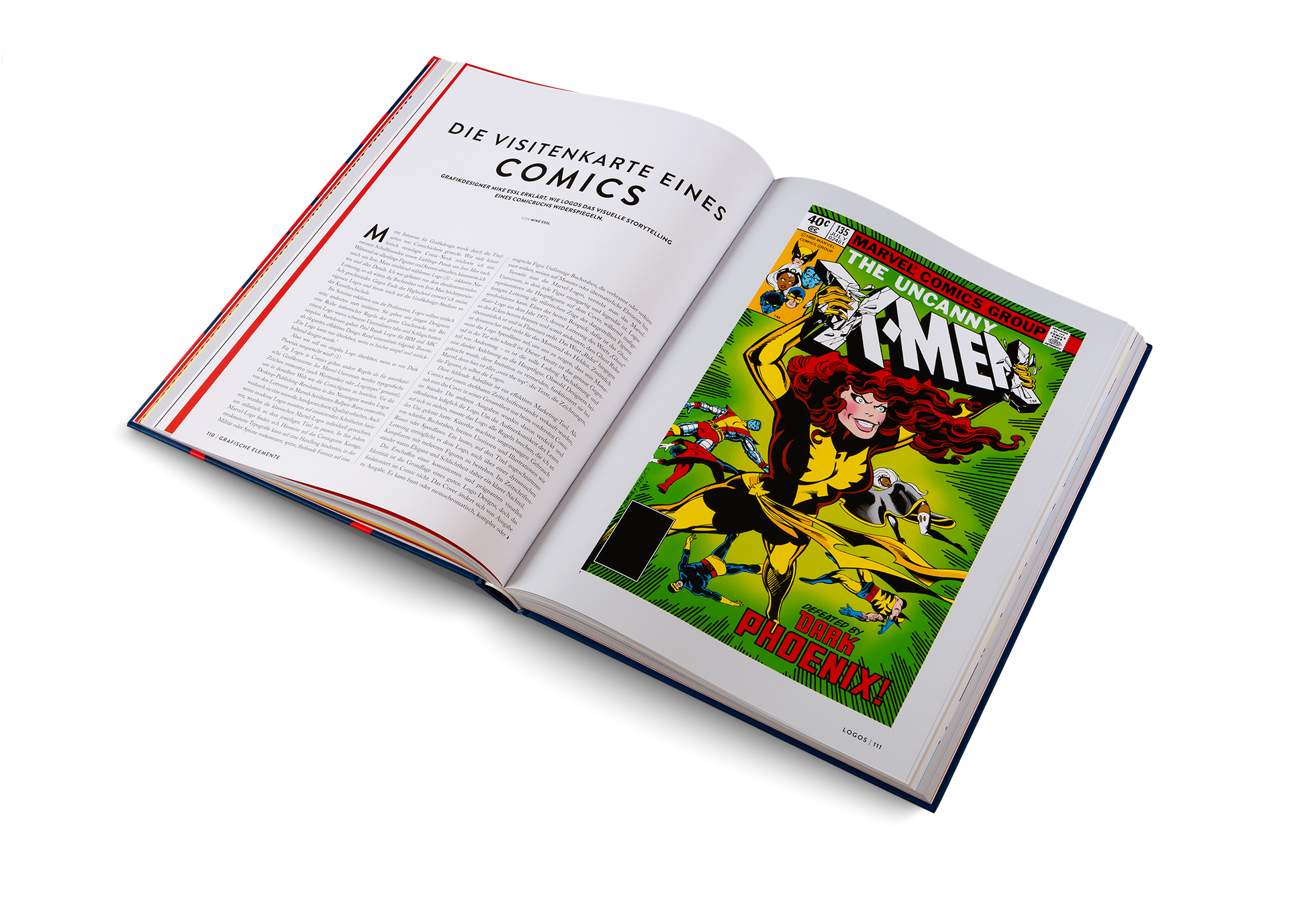 "Mein Interesse für Grafikdesign wurde durch die Titel seiten von Comicbüchern geweckt. Wie viele künst lerisch veranlagte Comic-Nerds zeichnete ich mit meinen Schulfreunden unsere Lieblings-Panels aus Iron Man nach. Während sie allerdings Figuren und Szenen abmalten, kümmerte ich mich um Iron Mans strahlend -stählernes Logo – inklusive Nieten und aller Details." sagt Mike Essl in Marvel By Design von gestalten