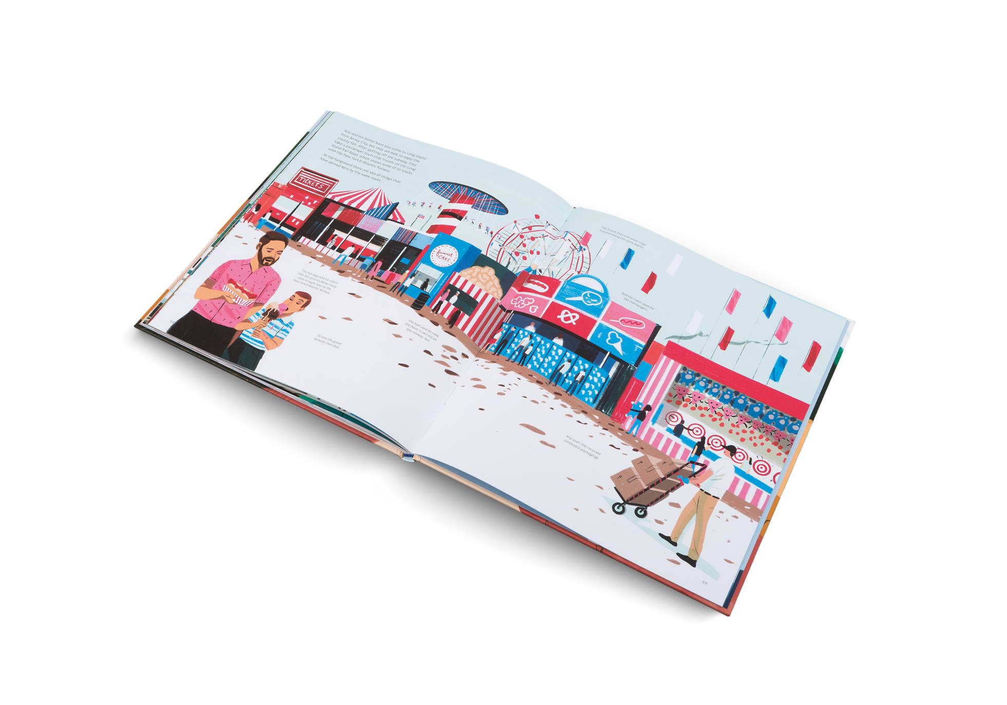 After getting off the subway, they take a passenger train that travels on the Long Island Rail Road, which shares some of its tracks with the New York & Atlantic Railway. Meet Arlo and his father in the Tales of Rails by Little Gestalten