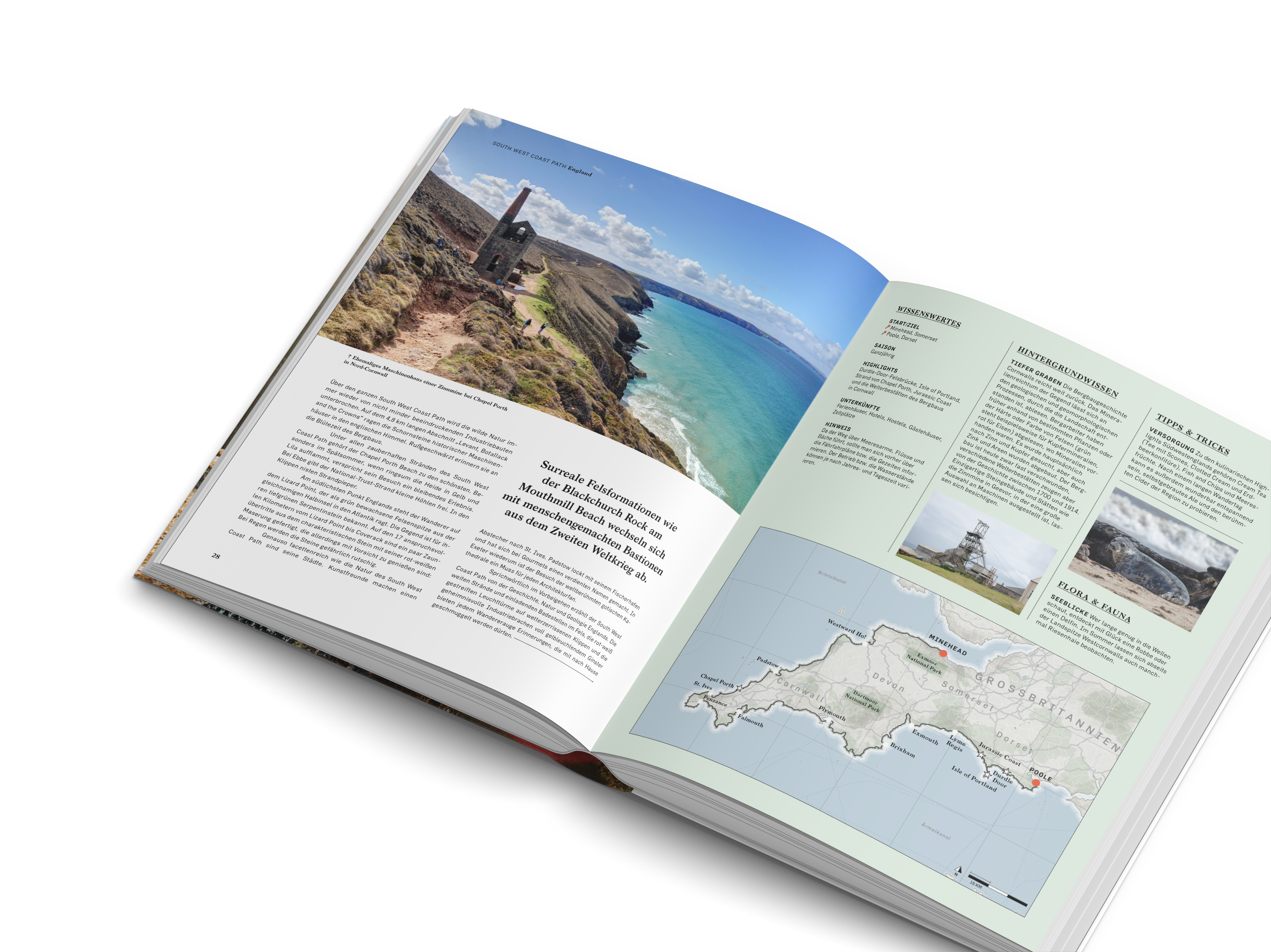 Surreale Felsformationen wie der Blackchurch Rock am Mouthmill Beach in Wanderlust
