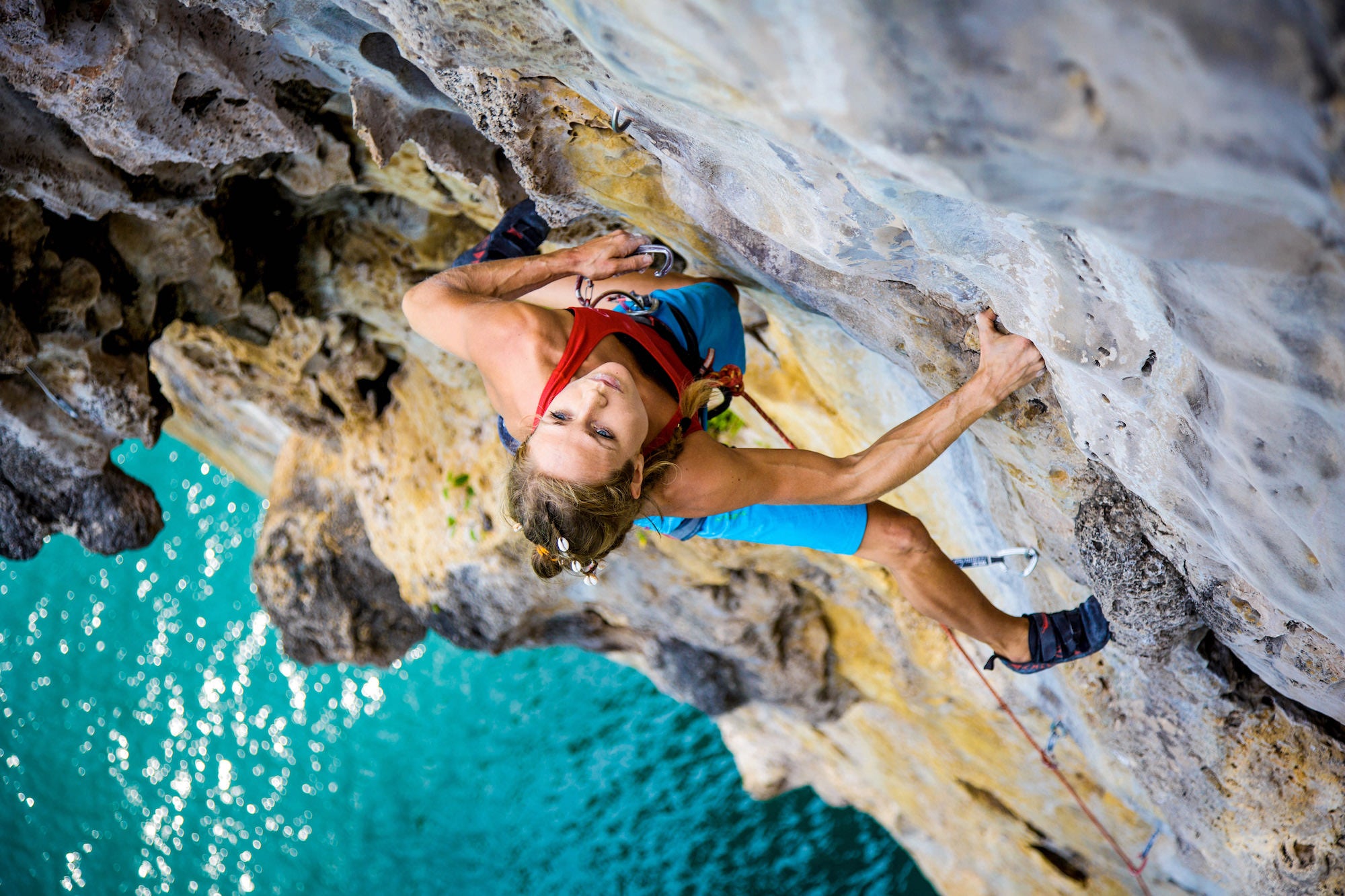 Solo female rock climber