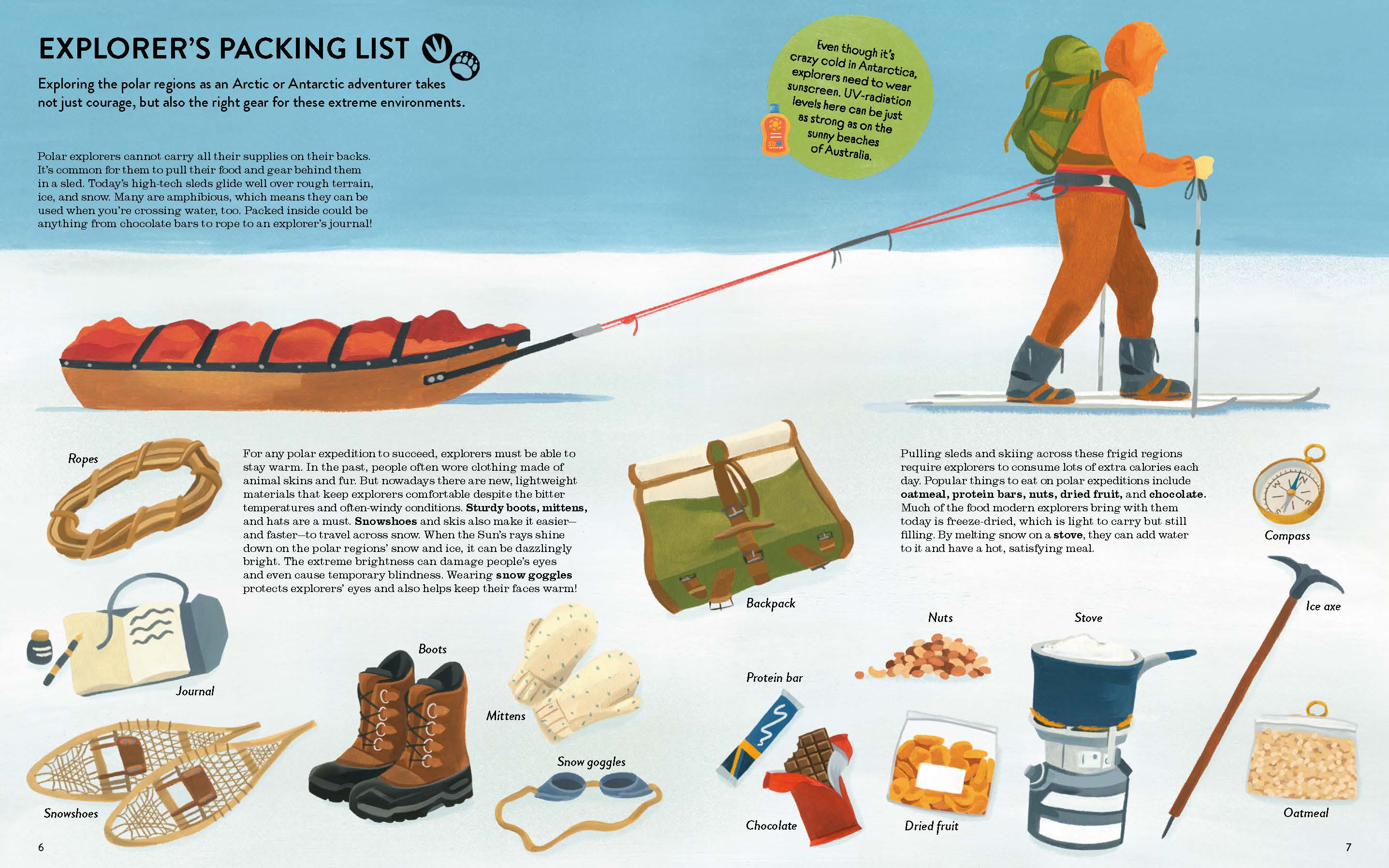 Exploring the polar regions as an Arctic or Antarctic adventurer takes not just courage, but also the right gear for these extreme environments. Penguins and Polars Bears by Little Gestalten shows you the explorer's packing list