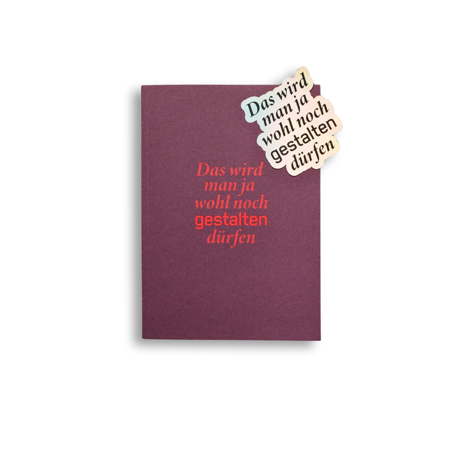 Purple book with red text and decorative stickers on a white background