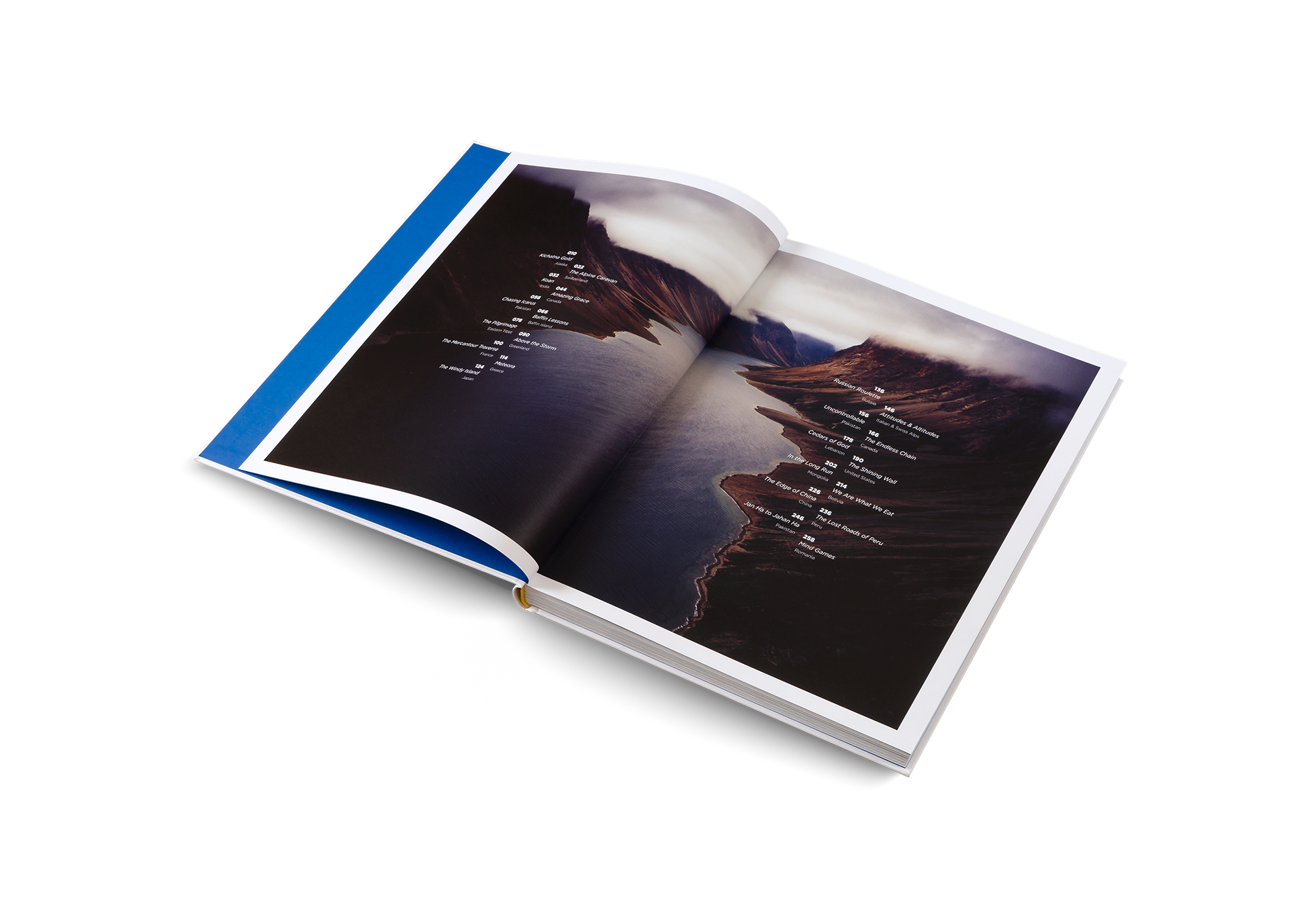 Content Overview with a mountain landscape on a white background