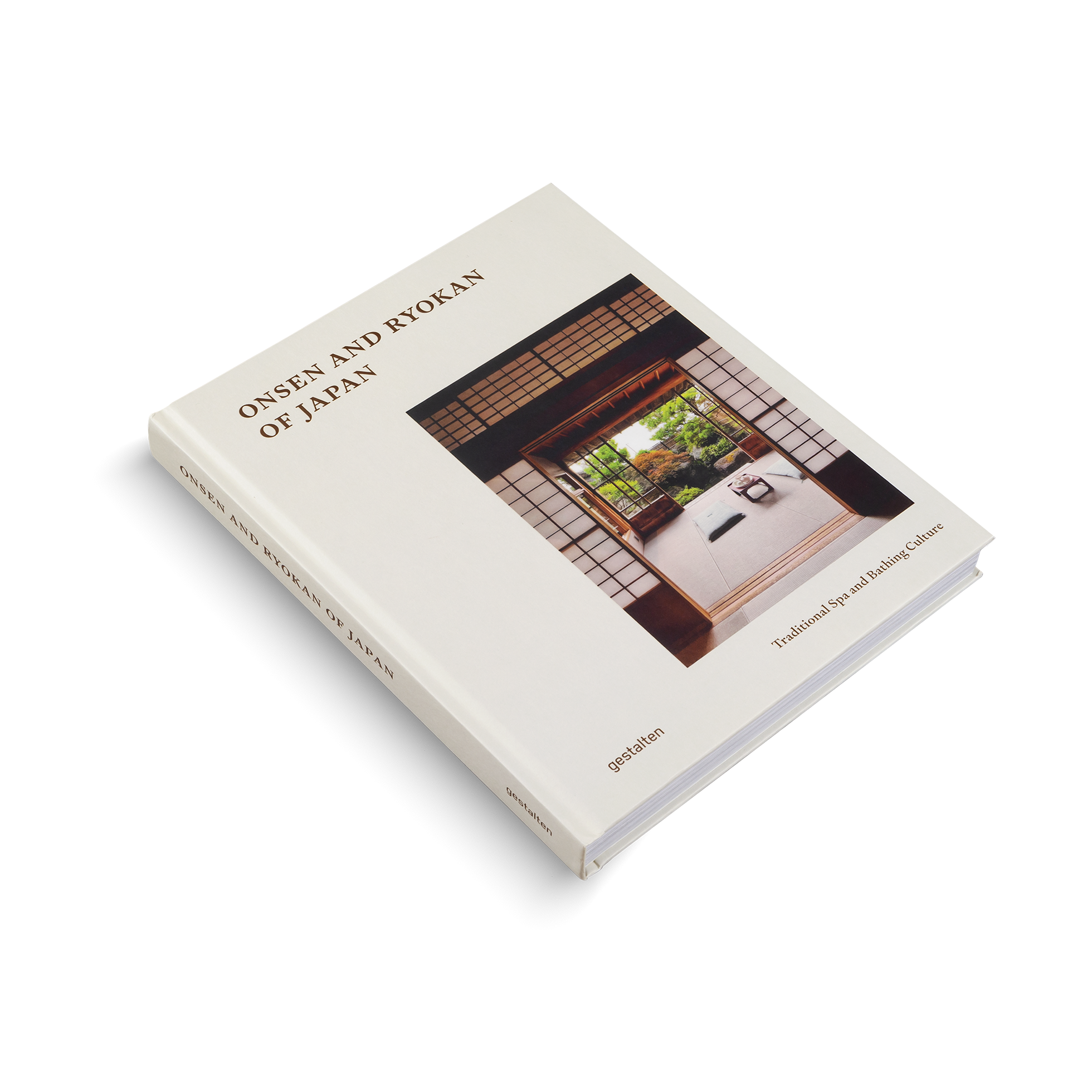 Book titled 'Onsen and Ryokan of Japan' on a white background