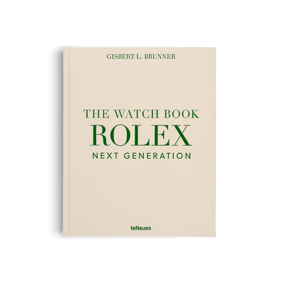 Book titled 'The Watch Book Rolex Next Generation' by Gisbert L. Brunner on a beige background