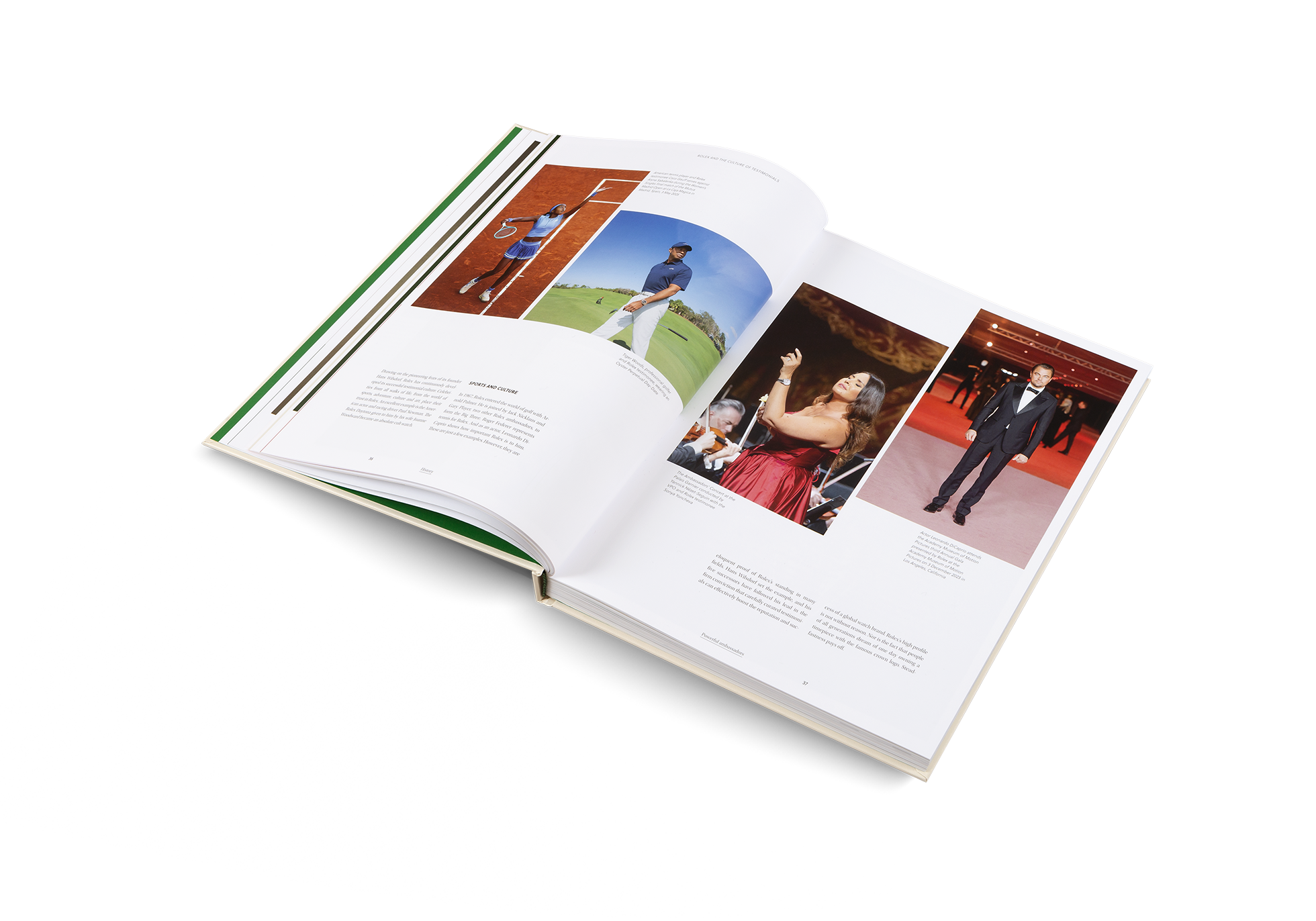 Open book with images of people on a white background