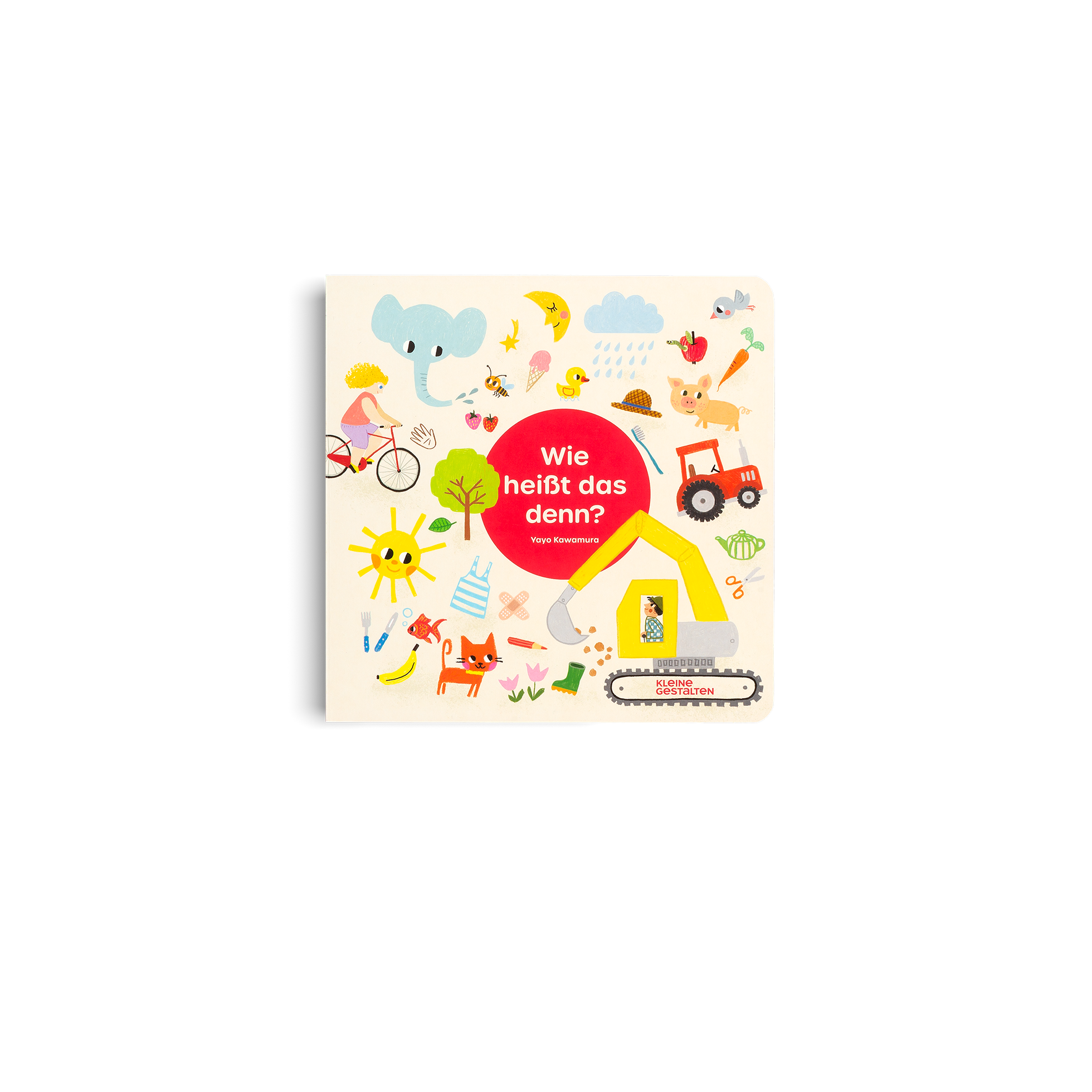 Children's book cover with colorful illustrations and text on a white background