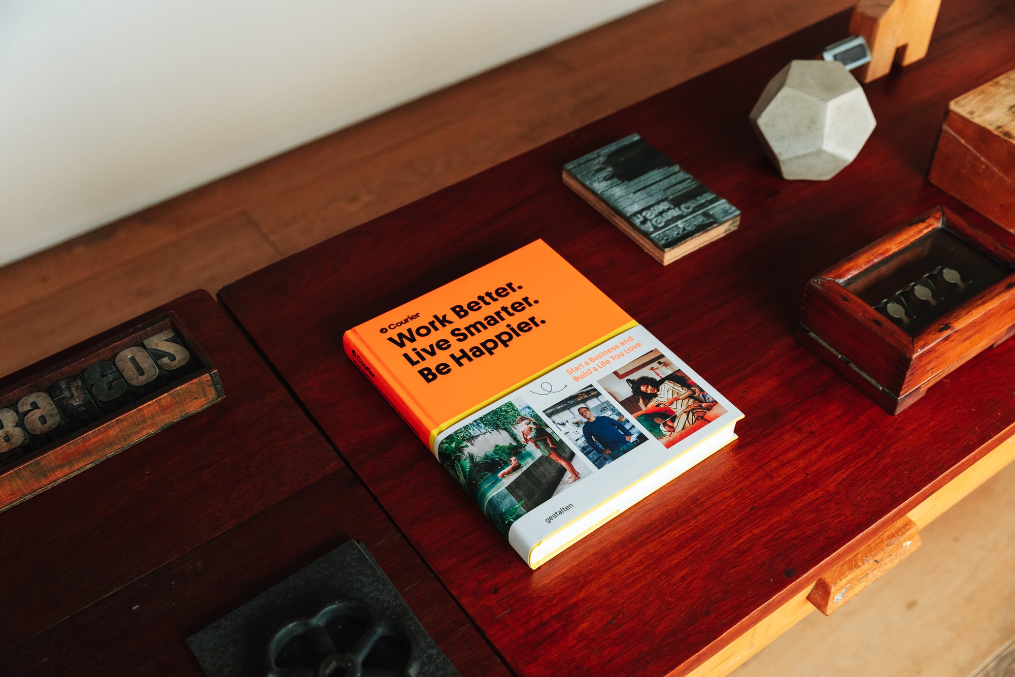 Work Better. Live Smarter. Be Happier. on shelf.