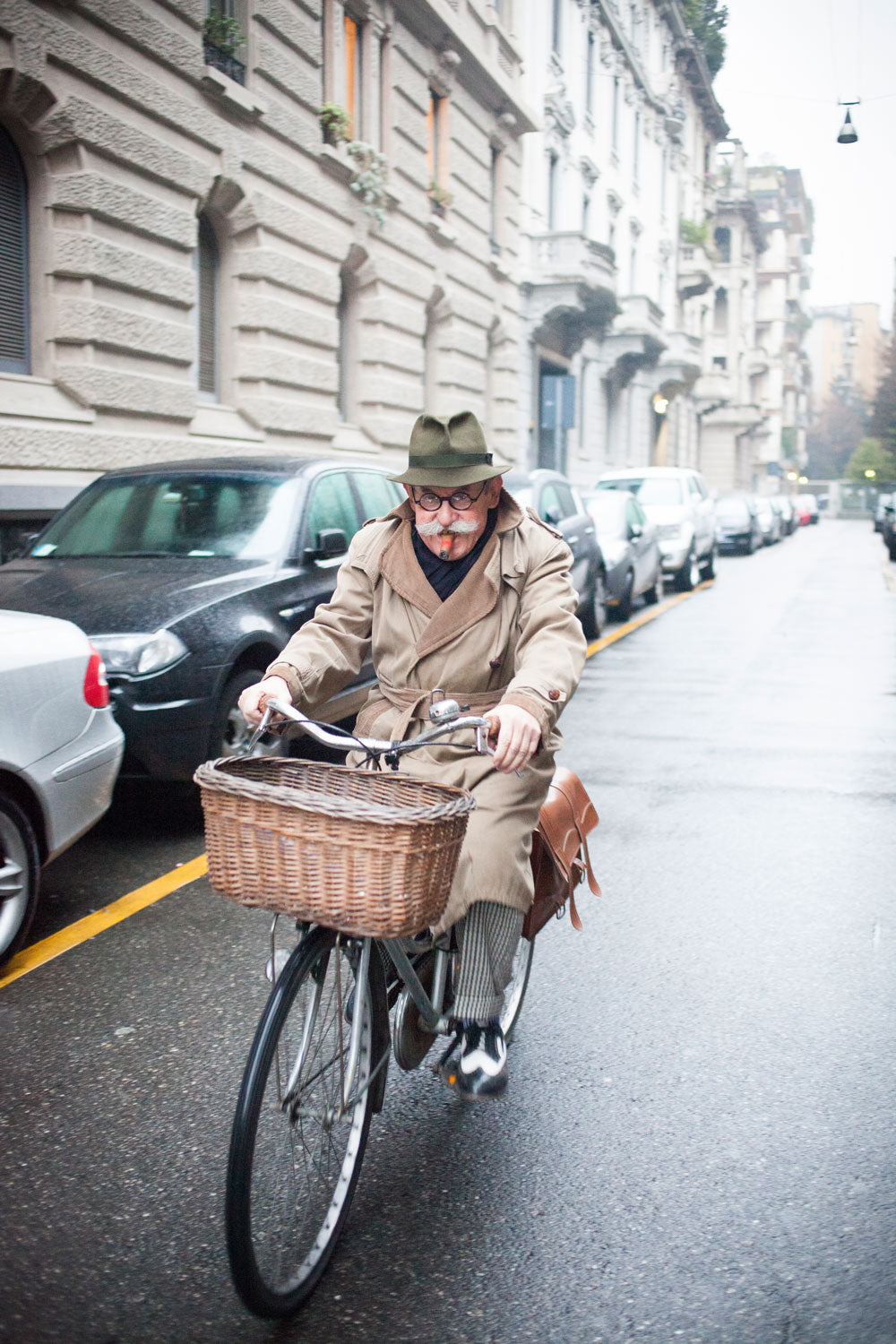 Older dandy on a bike