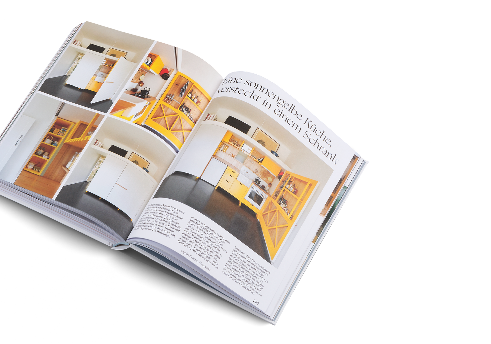 sonnengelbe Küche in einem Schrank