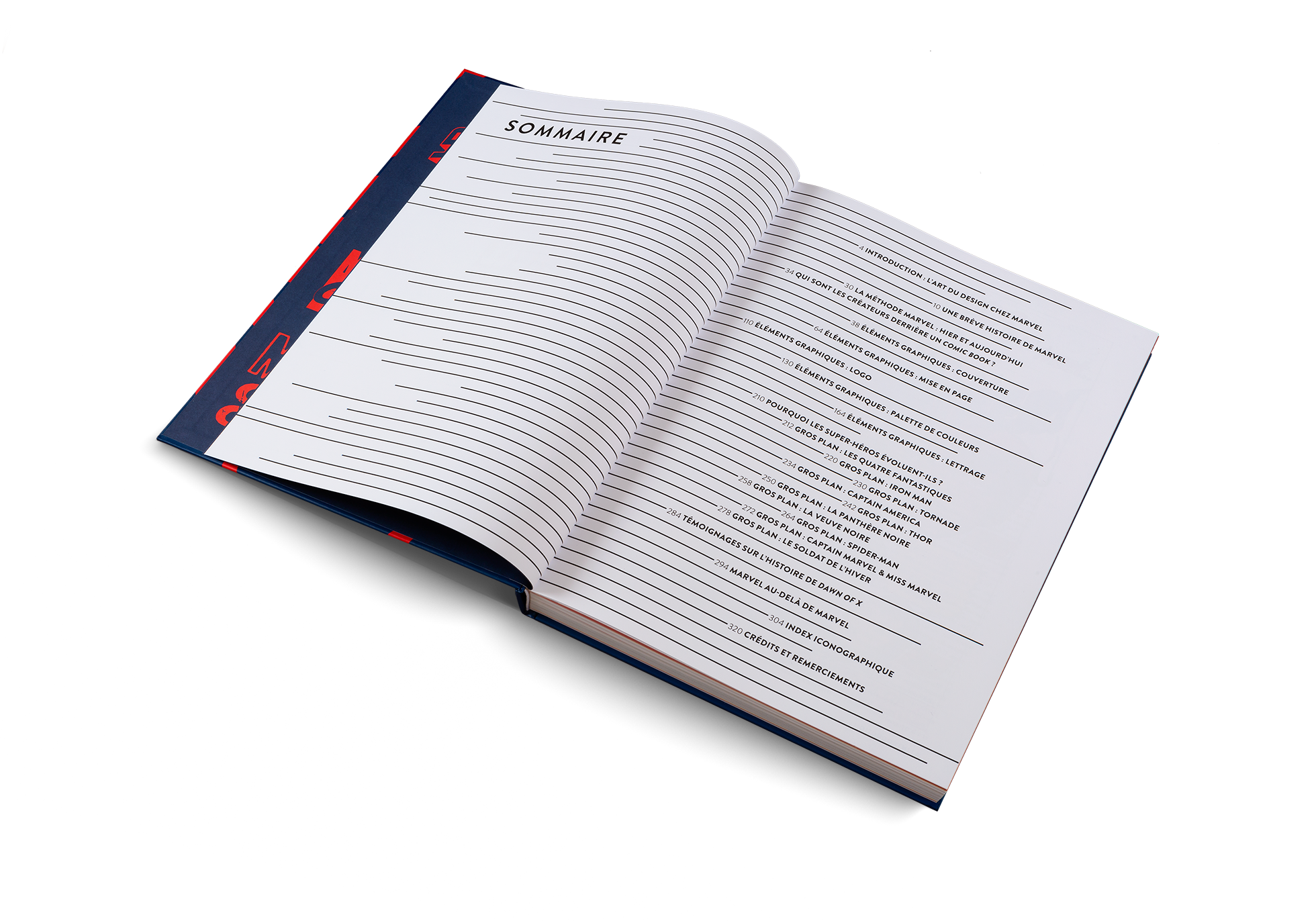 Le sommaire du livre Marvel - Une histoire de design publié par gestalten.