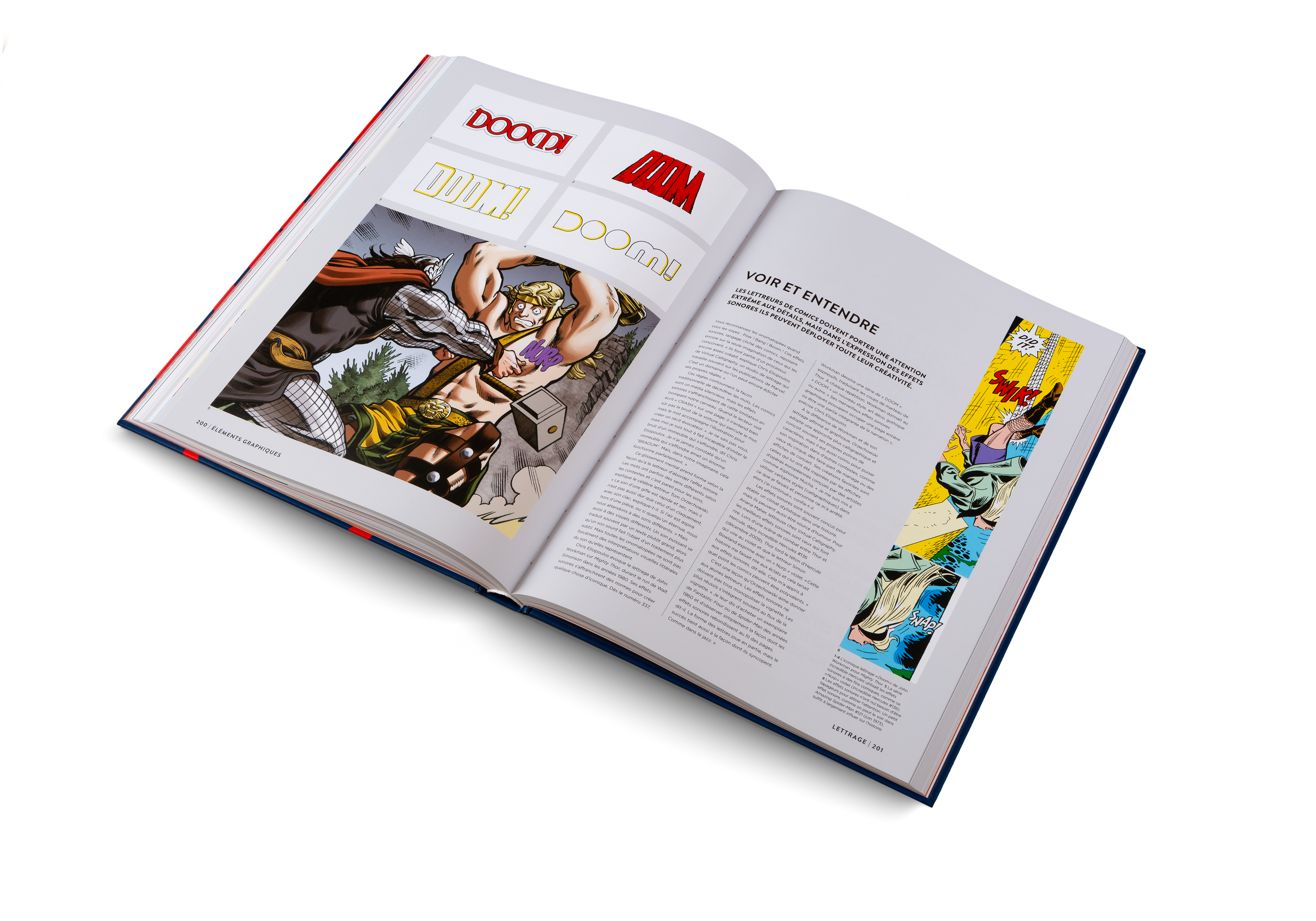Dans la section voir et entendre de Marvel - Une histoire de design par gestalten, apprenez tous les secrets des onomatopées.
