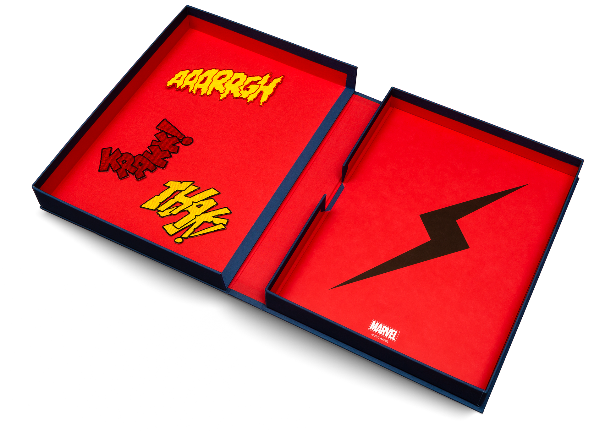 The box of Marvel By Design - Special Edition contains three  graphic fabric patches