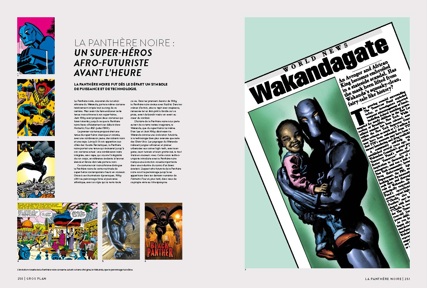 La panthère noire fut dès le départ un symbole de puissance et de technologie. L'evolution graphique de ce comic book est détaillé dans Marvel - Une histoire de design par gestalten