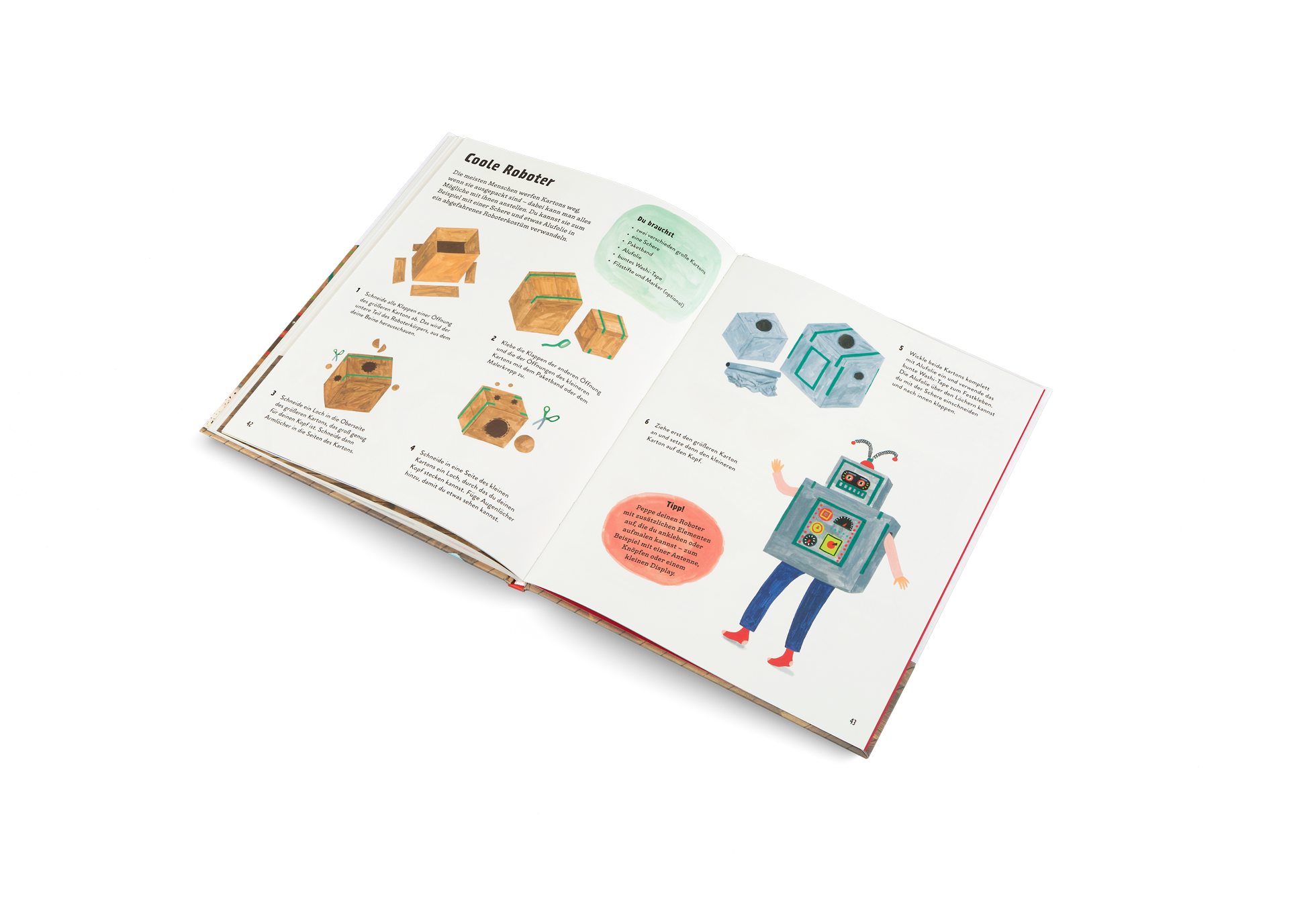 Die meisten Menschen werfen Kartons weg, wenn sie ausgepackt sind – dabei kann man alles Mögliche mit ihnen anstellen. Du kannst sie zum Beispiel mit einer Schere und etwas Alufolie in ein abgefahrenes Roboterkostüm verwandeln.