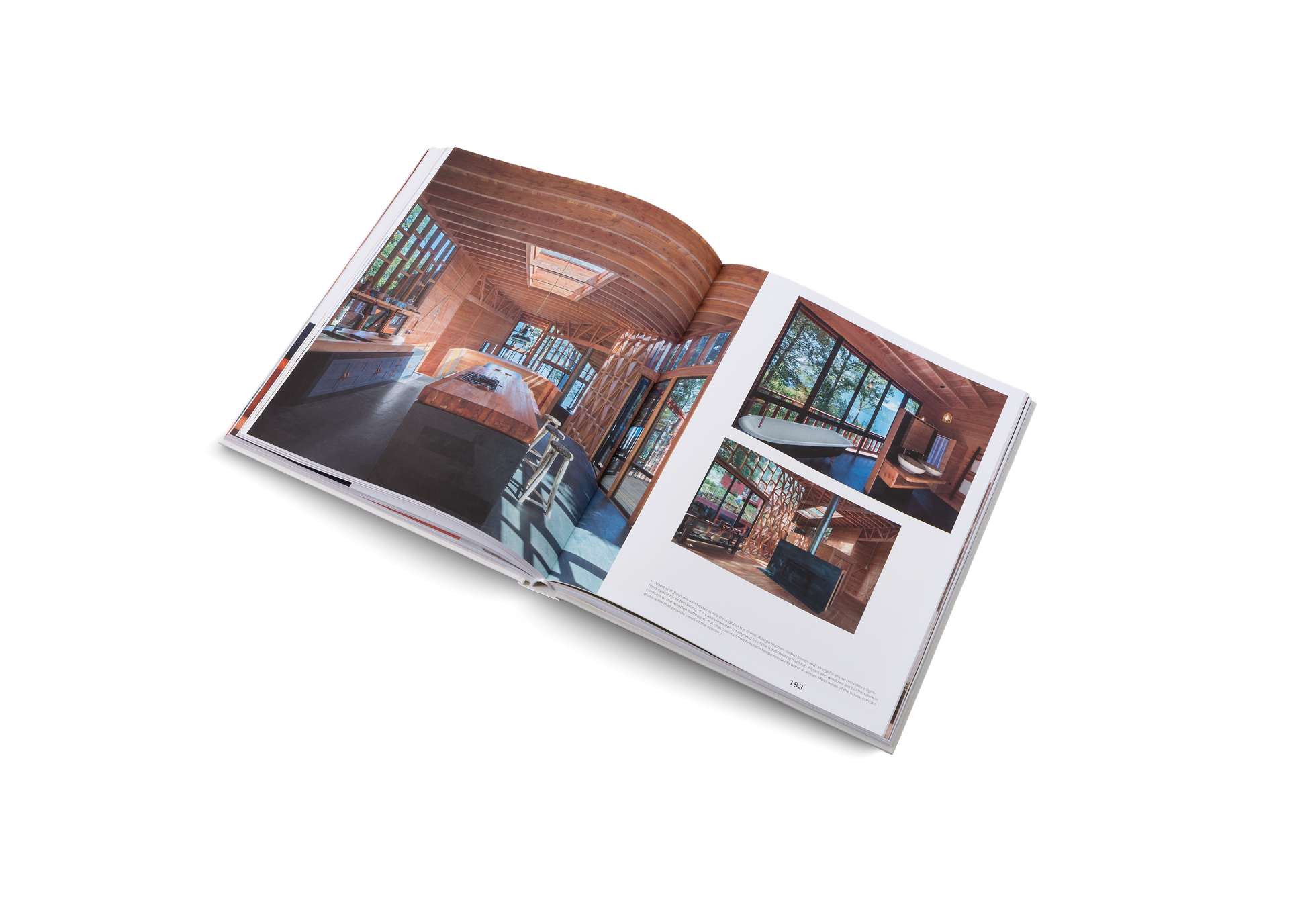 Wood and glass are used extensively throughout the home. A large kitchen-island bench with skylights above provides a lightfilled space for entertaining. Out of the Woods details the most exciting interieur design made out of wood and timber.