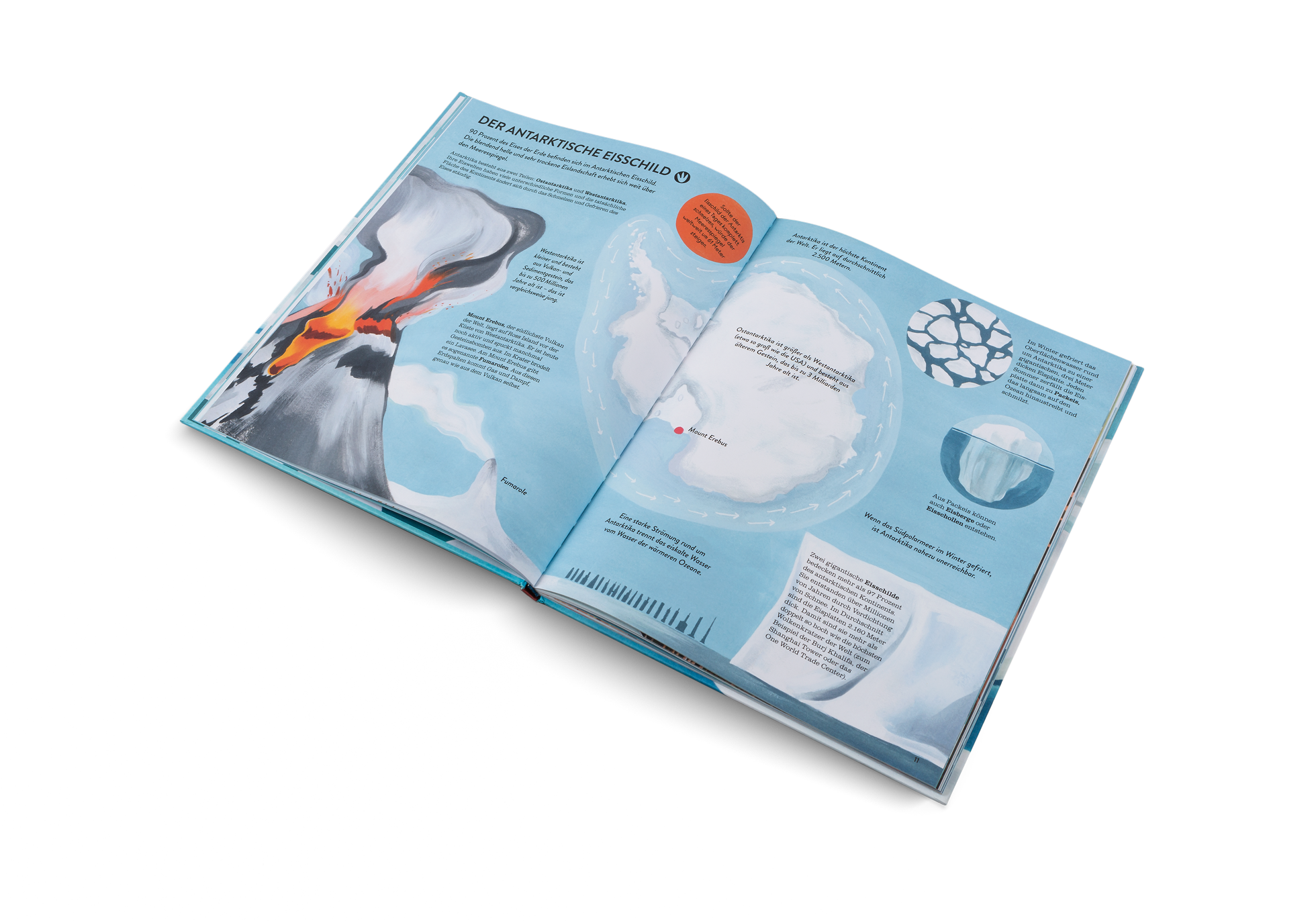 90 Prozent des Eises der Erde befinden sich im Antarktischen Eisschild. Die blendend helle und sehr trockene Eislandschaft erhebt sich weit über den Meeresspiegel.