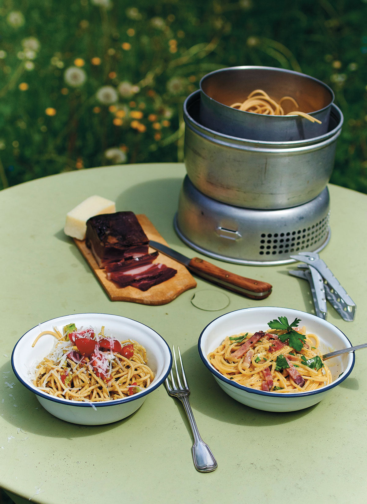 spaghetti outdoors cooking