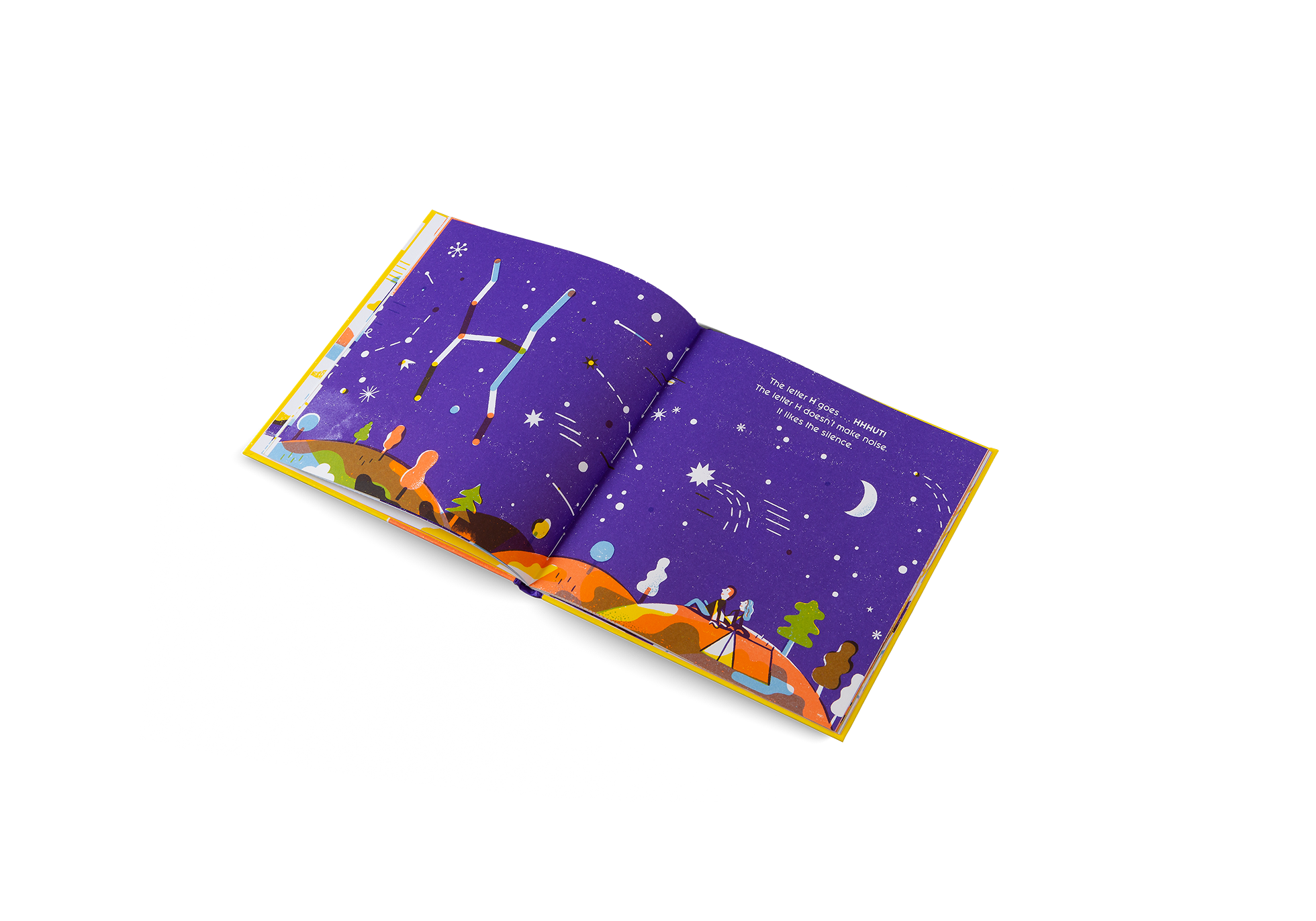 The letter H goes . . . HHHUT! The letter H doesn't make noise. It likes the silence.