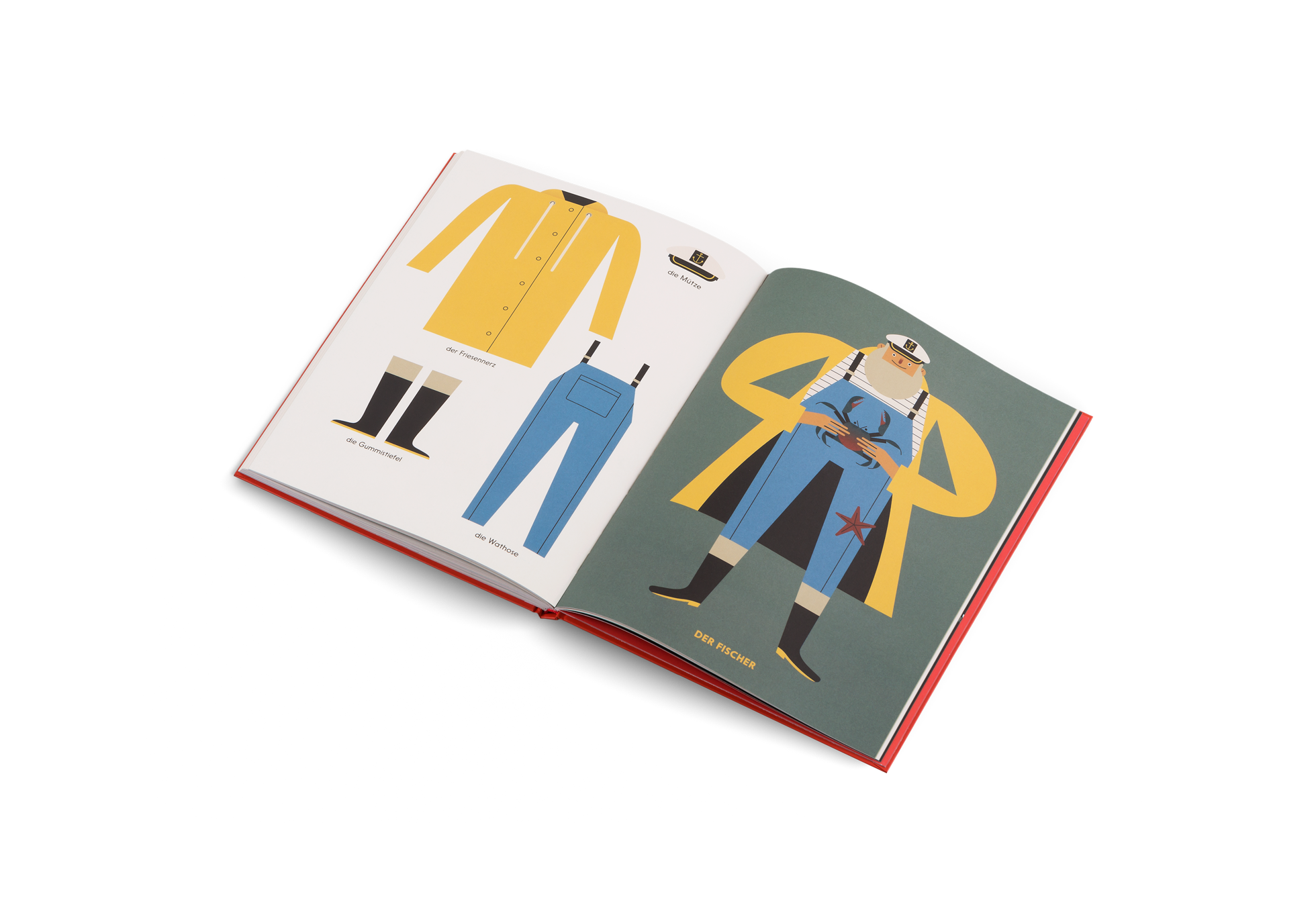 Der Fischer in Wer bin ich? von Owen Davey und Kleine Gestalten