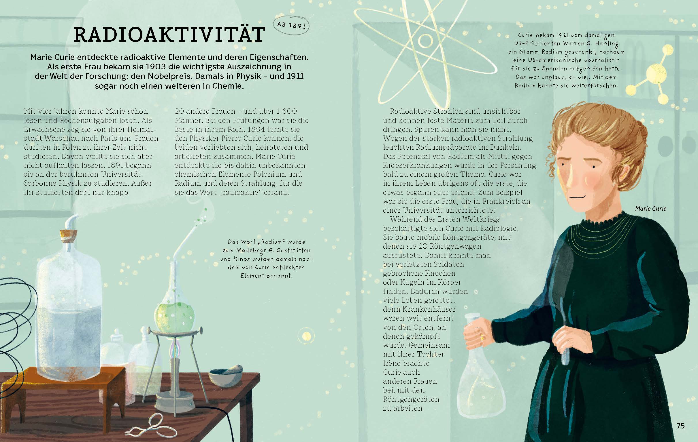 Marie Curie entdeckte radioaktive Elemente und deren Eigenschaften. Wer hat es erfunden? von Kleine Gestalten erzählt ihre Geschichte.