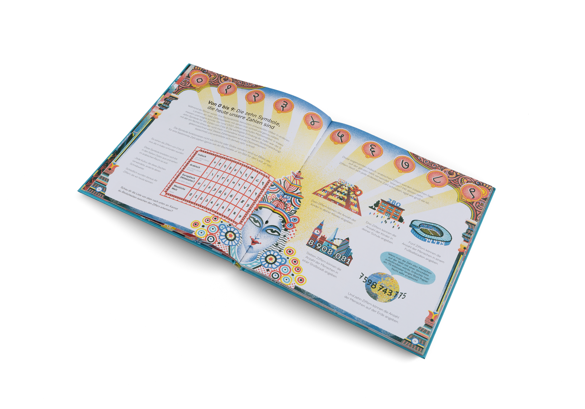 Die zehn Symbole, die Heute unsere zahlen sind in Zählen, Rechnen, Messen