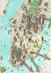 An illustrated map of Manhattan in New York City