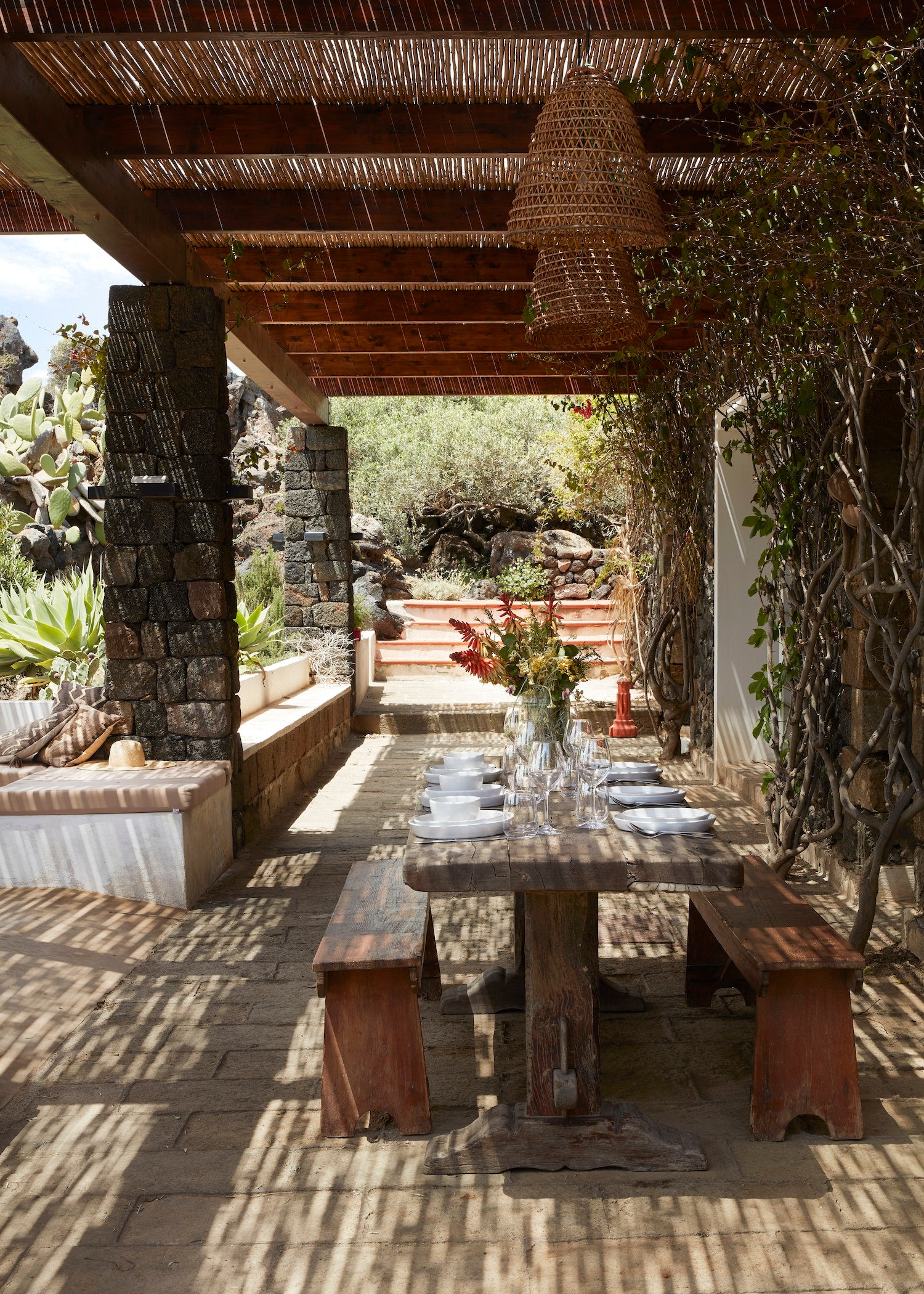 A timeless property in the heart of the Sesi Archaeological Park on the island of Pantelleria, Parco dei Sesi is an organic farm set within a megalithic stone village.  The architecture blends in seam- lessly with its surroundings and  13 luxury rooms set within original dammuso houses invite guests to live the slow life in the most natural of environments.