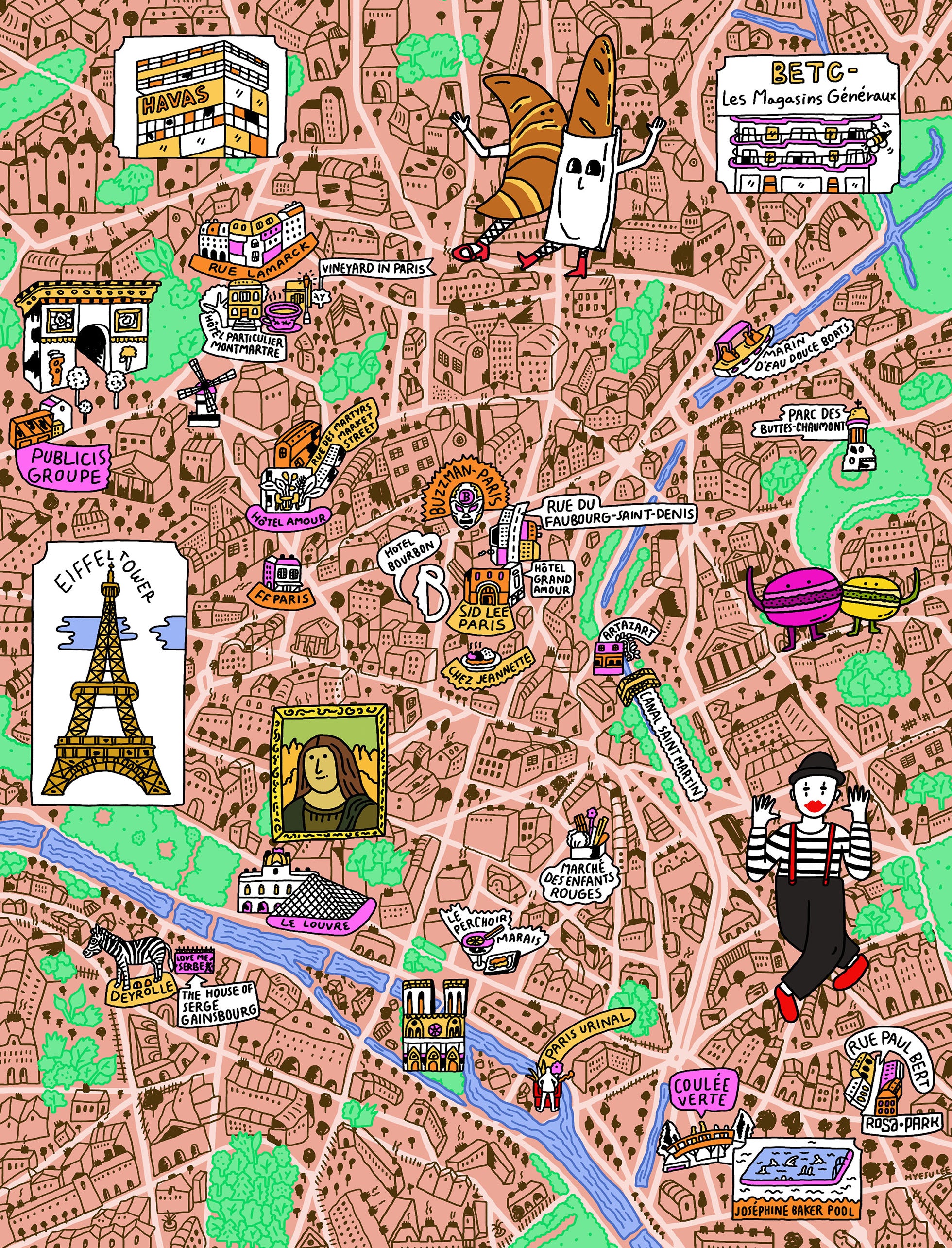 Illustrated map of Paris