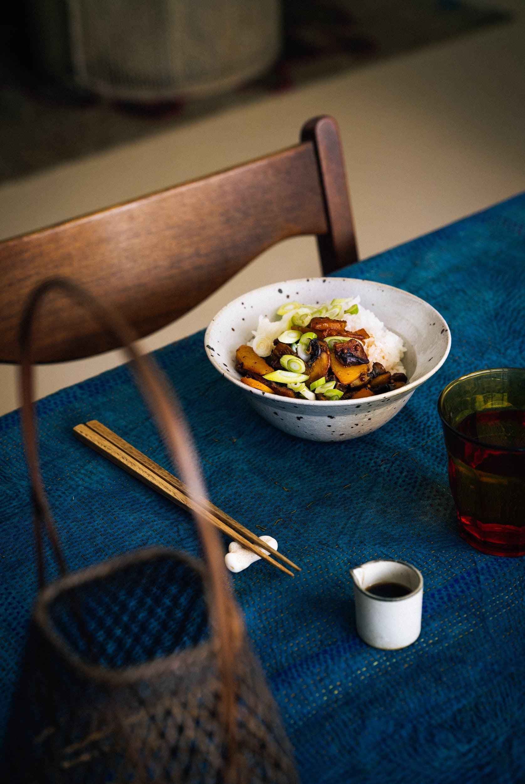 Butternut, Squash and  Mushrooms on Japanese Rice in A Spoonful of Sun, a book filled with mediterranean recipes by Pauline Chardin.