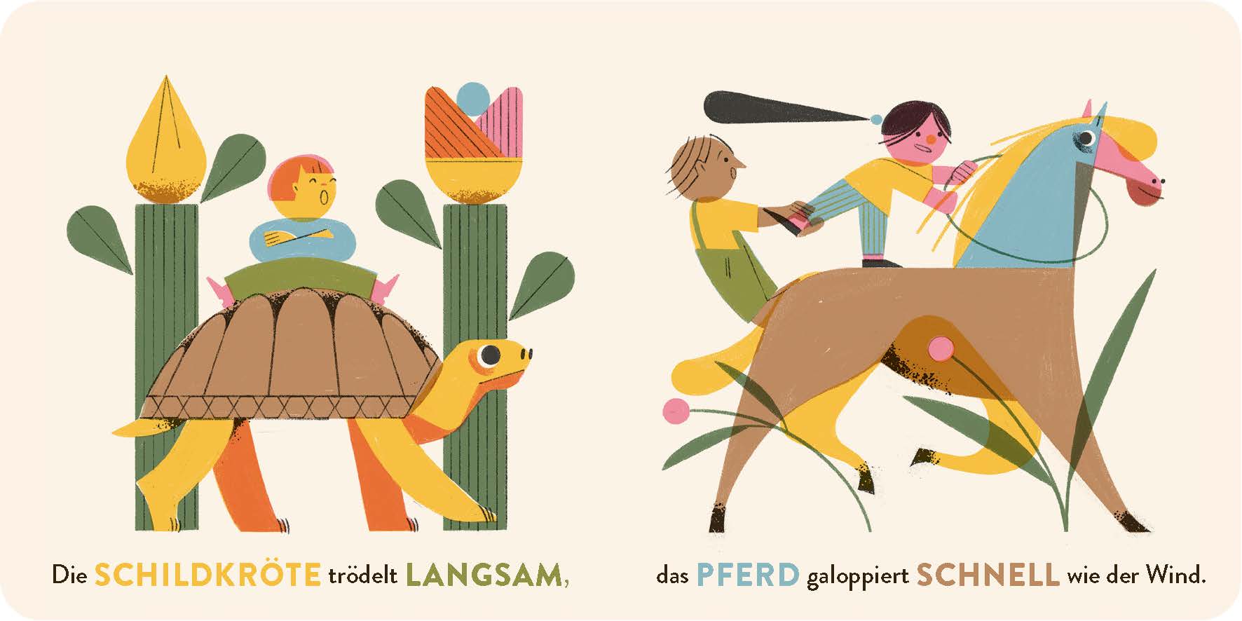 Das Pferd galopiert schnell wie der Wind in Die tolle Tierschau von Kleine Gestalten